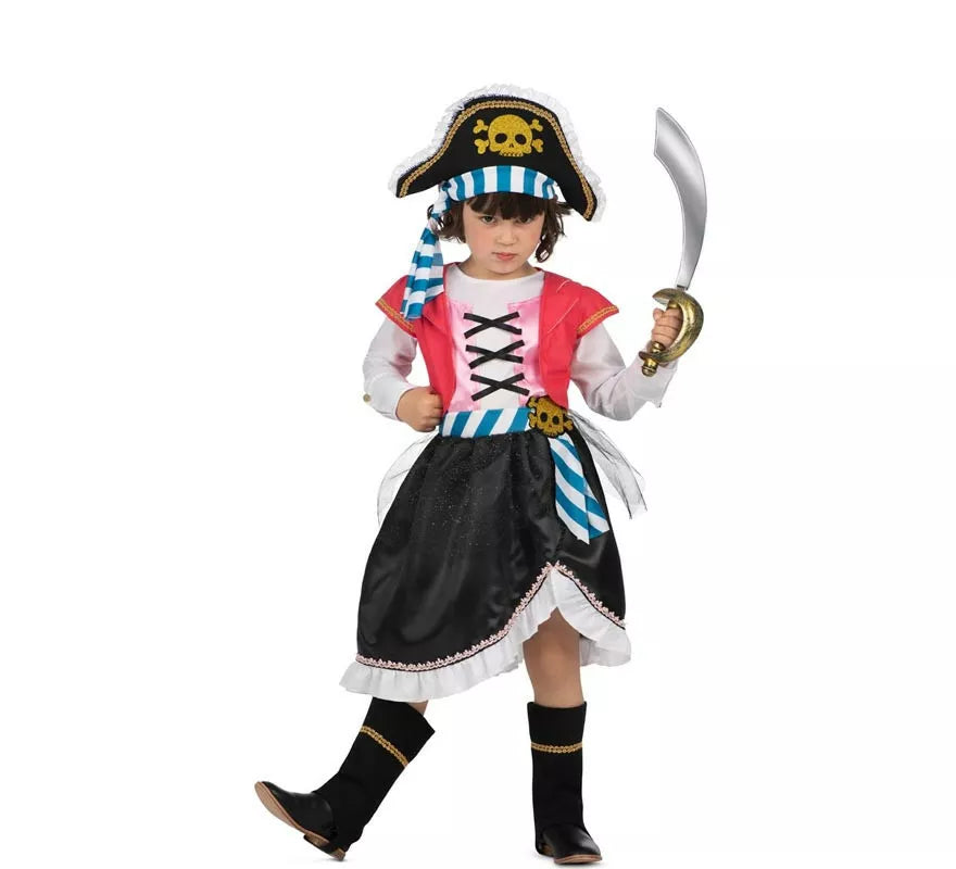 Translation missing: it.Disfraz de Pirata Calavera con gorro para niña