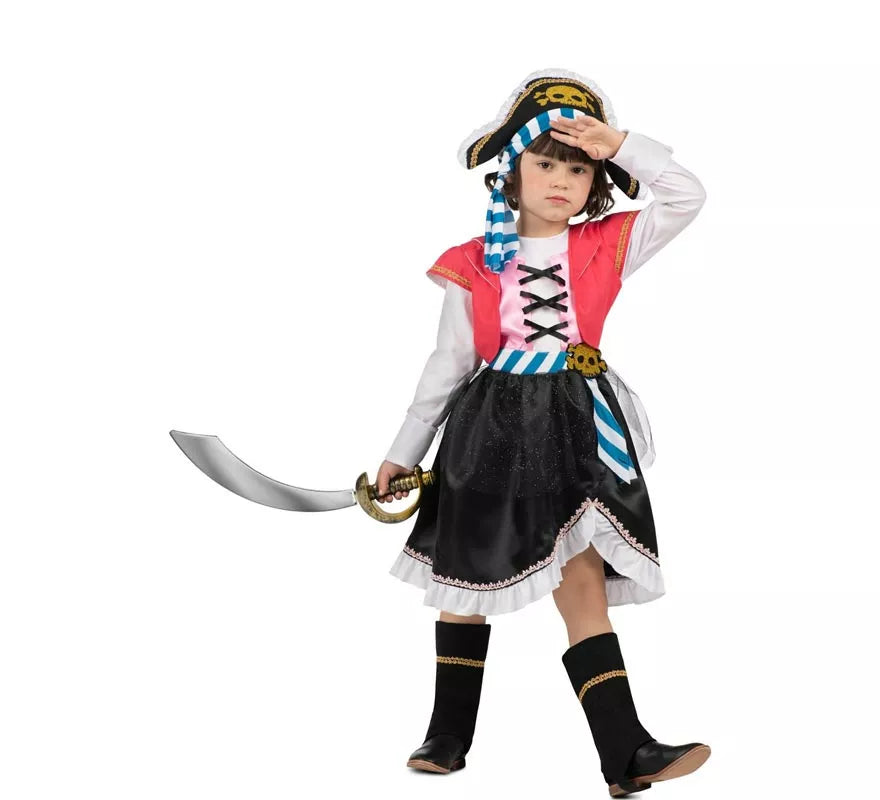 Translation missing: it.Disfraz de Pirata Calavera con gorro para niña