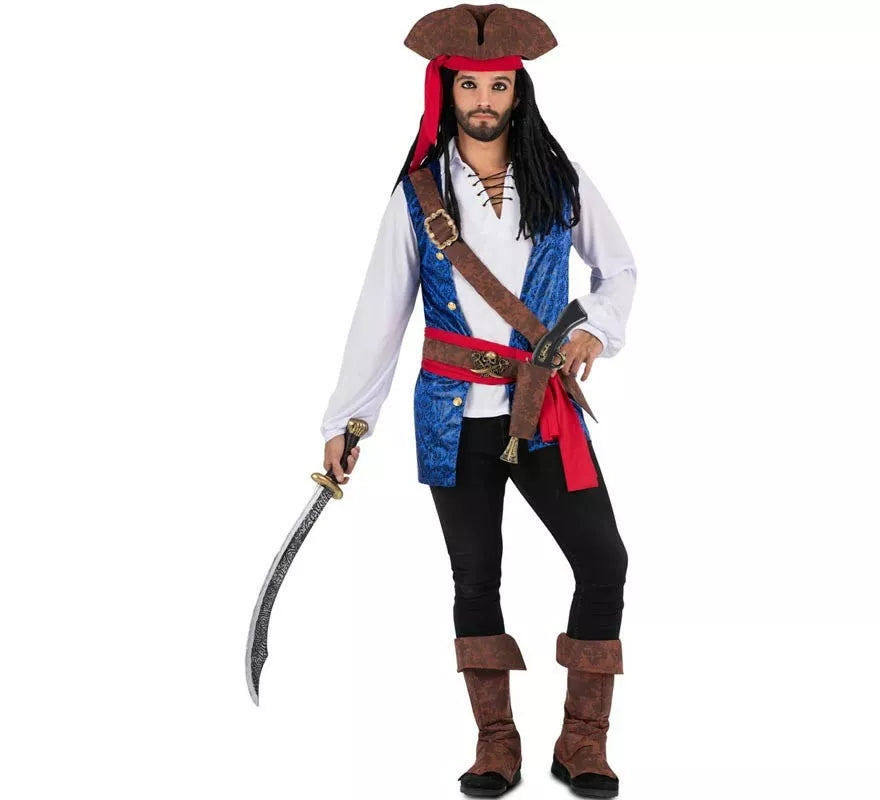 Translation missing: it.Disfraz de Pirata Caribeño con sombrero para hombre