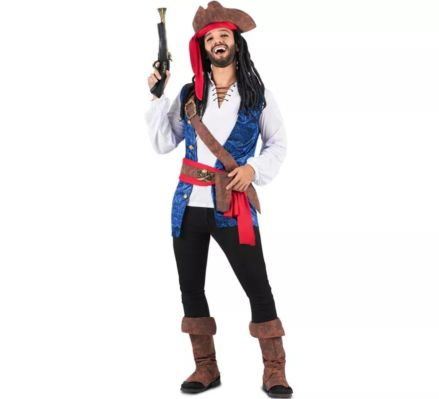 Translation missing: it.Disfraz de Pirata Caribeño con sombrero para hombre