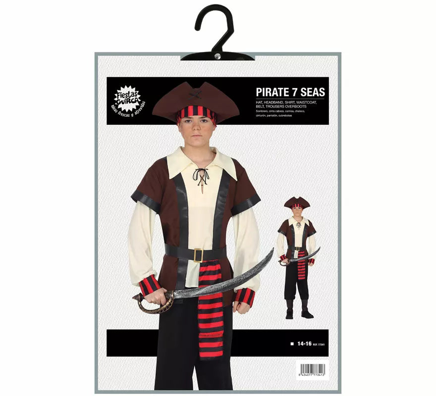 Translation missing: it.Disfraz de Pirata Corsario Siete Mares para adolescente