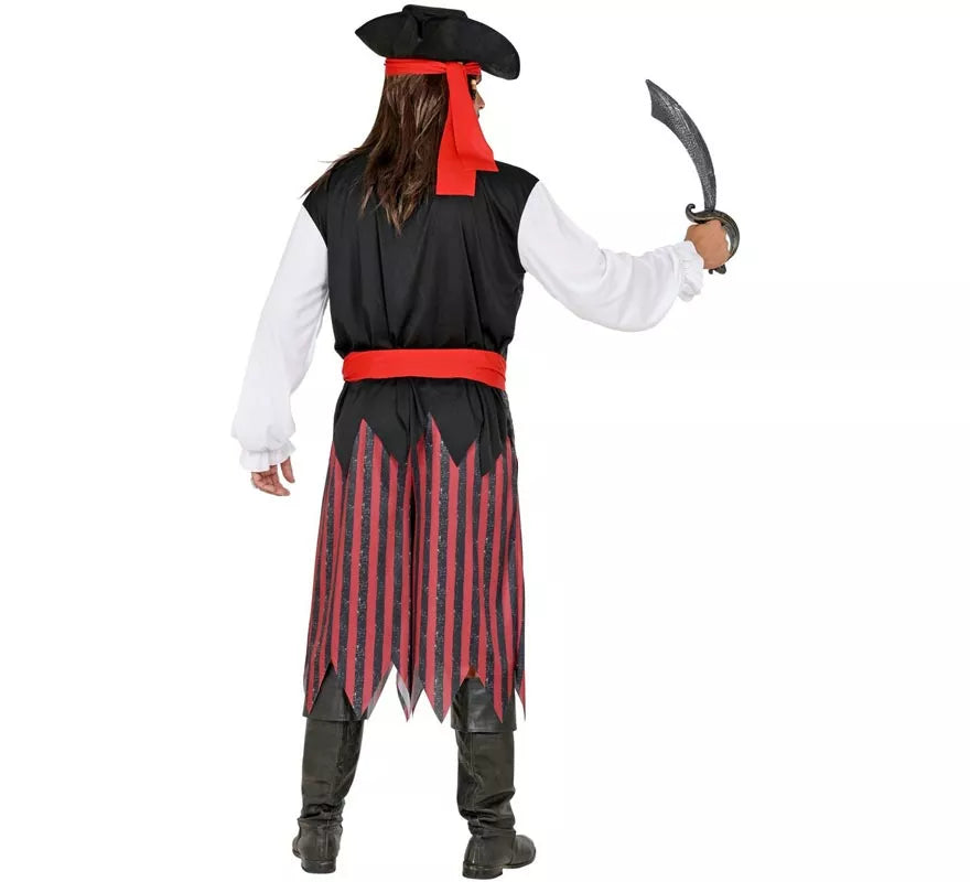 Translation missing: es.Disfraz de Pirata del Caribe a rayas para hombre