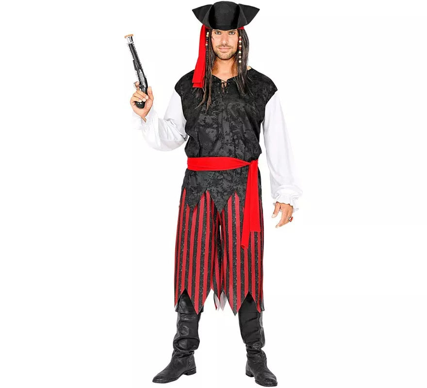 Translation missing: it.Disfraz de Pirata del Caribe a rayas para hombre