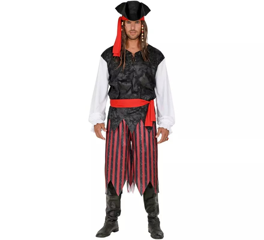Disfraz de Pirata del Caribe a rayas para hombre
