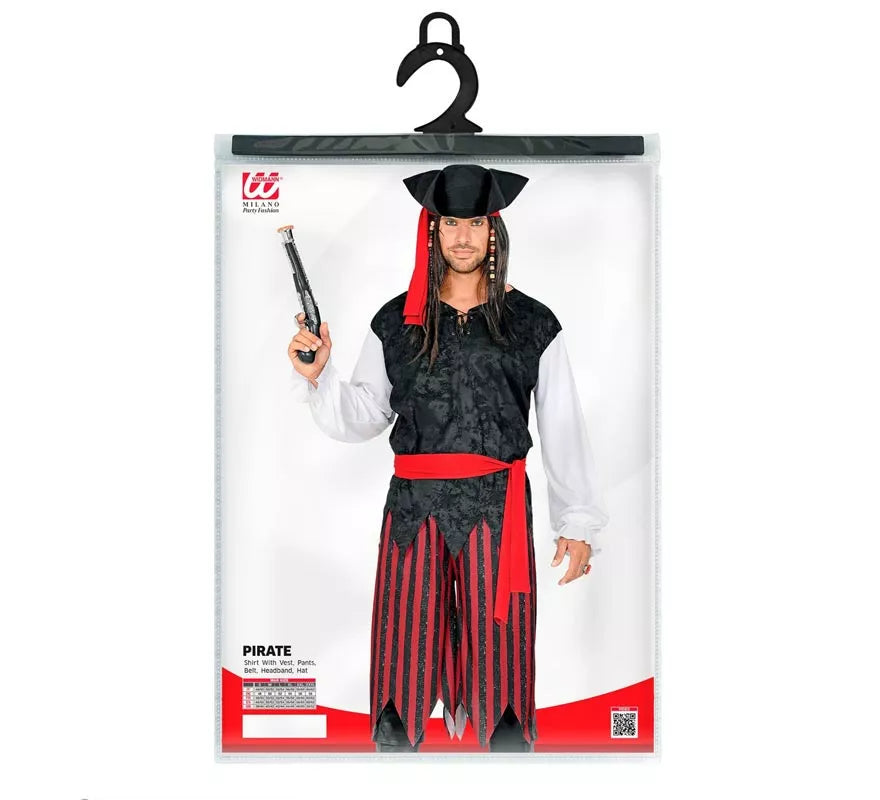 Translation missing: es.Disfraz de Pirata del Caribe a rayas para hombre