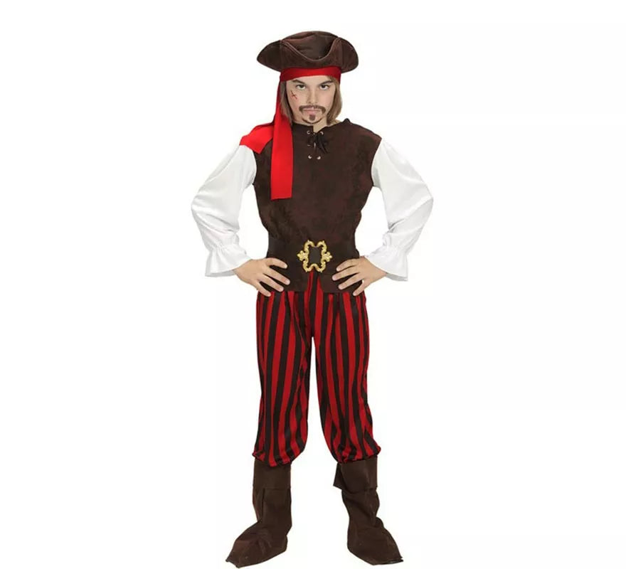 Translation missing: it.Disfraz de Pirata del Caribe a rayas para niño