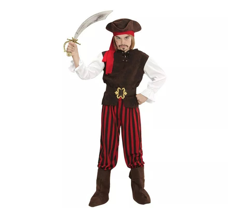 Translation missing: it.Disfraz de Pirata del Caribe a rayas para niño