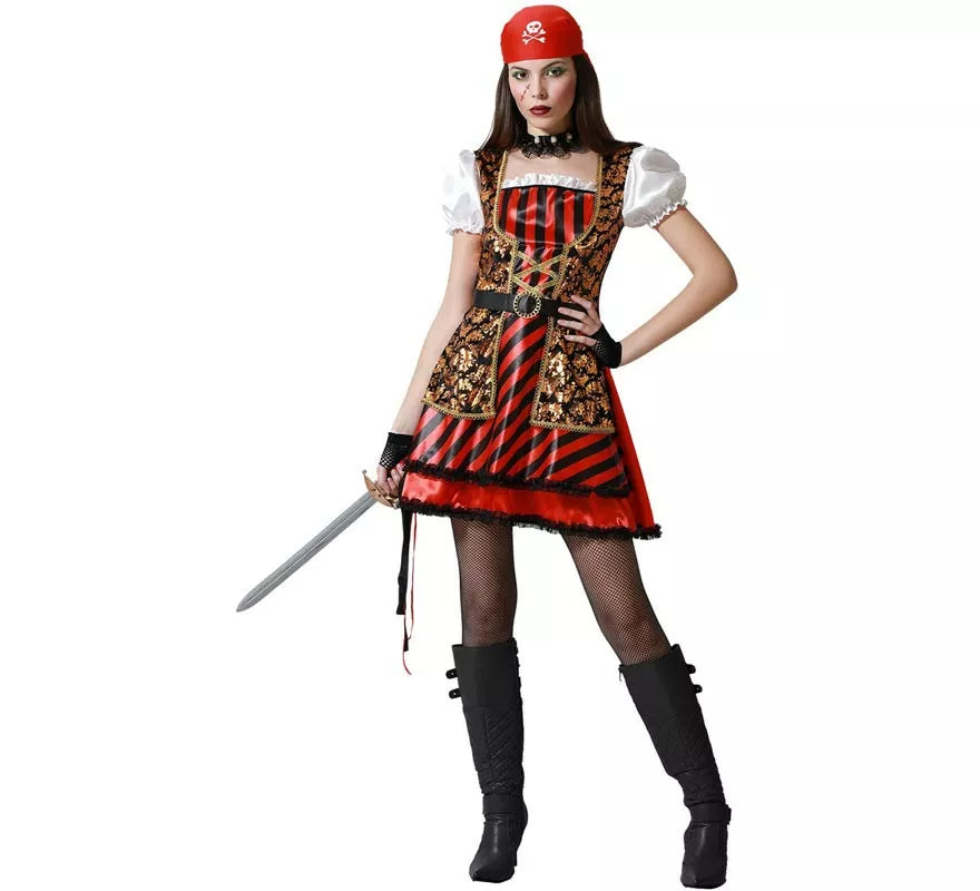 Translation missing: it.Disfraz de Pirata detalles dorados para mujer