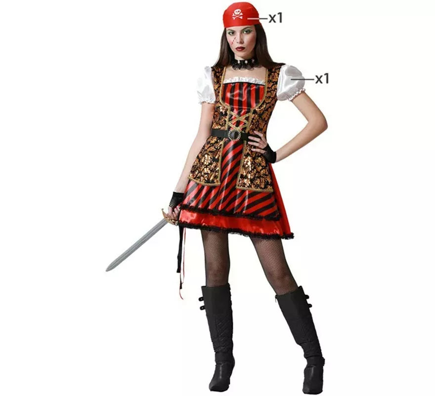 Translation missing: es.Disfraz de Pirata detalles dorados para mujer