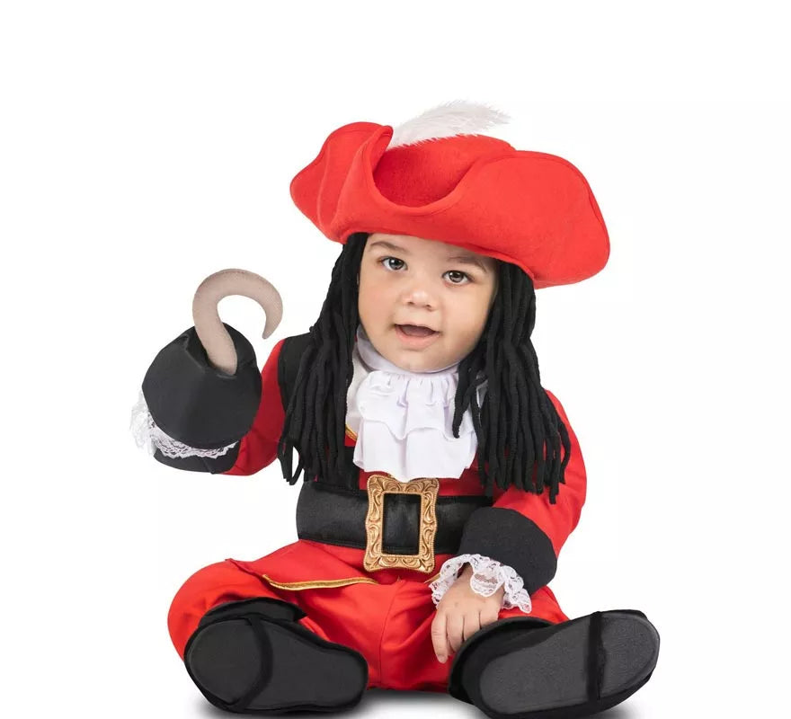 Translation missing: it.Disfraz de Pirata Garfio rojo con sombrero y peluca para bebé y niña