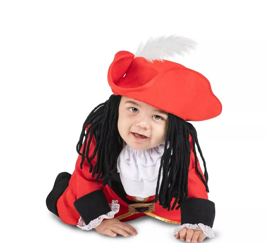 Translation missing: it.Disfraz de Pirata Garfio rojo con sombrero y peluca para bebé y niña