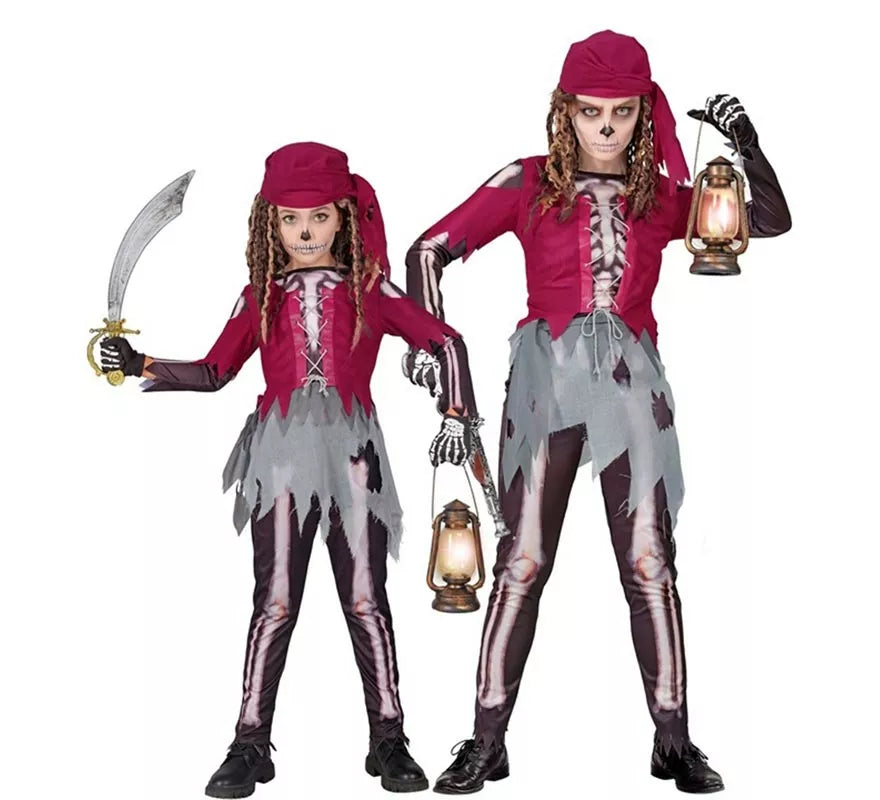 Disfraz de Pirata Grumete Esqueleto para niña