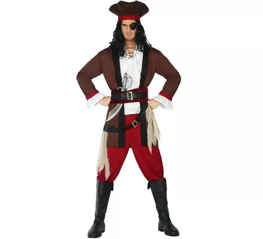 Translation missing: it.Disfraz de Pirata Marrón para hombre