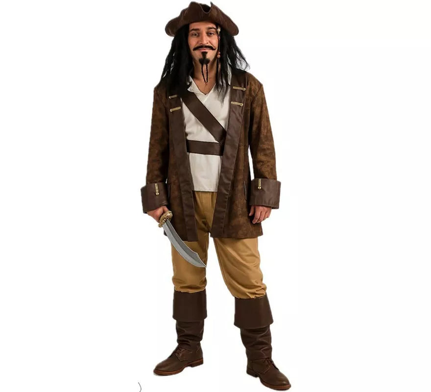 Translation missing: it.Disfraz de Pirata Marrón para hombre