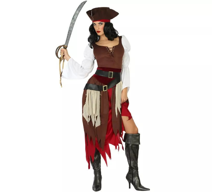 Disfraz de Pirata Marrón para mujer
