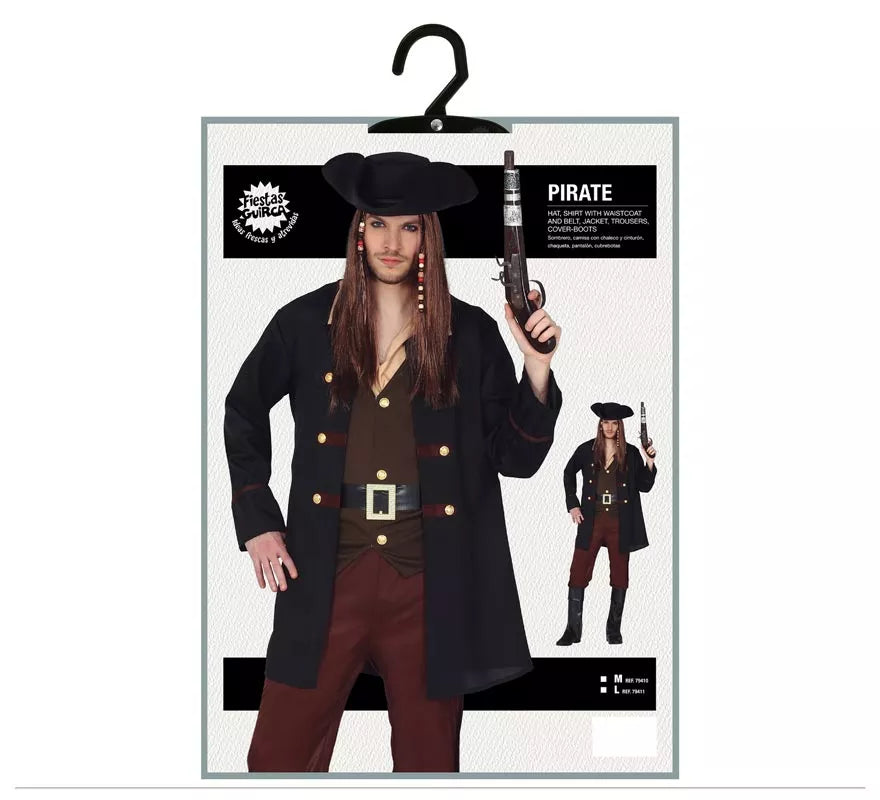 Translation missing: it.Disfraz de Pirata negro para Hombre
