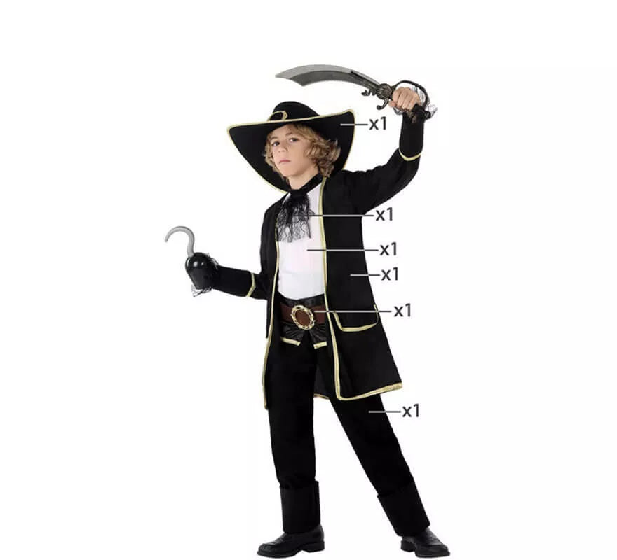 Translation missing: it.Disfraz de Pirata Oscuro para niño