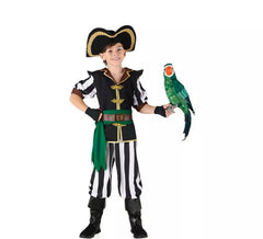 Costume da pirata pappagallo nero e verde per bambino