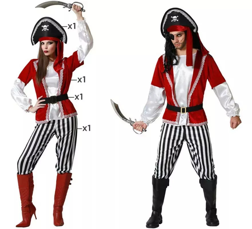 Translation missing: it.Disfraz de Pirata Rayas para mujer