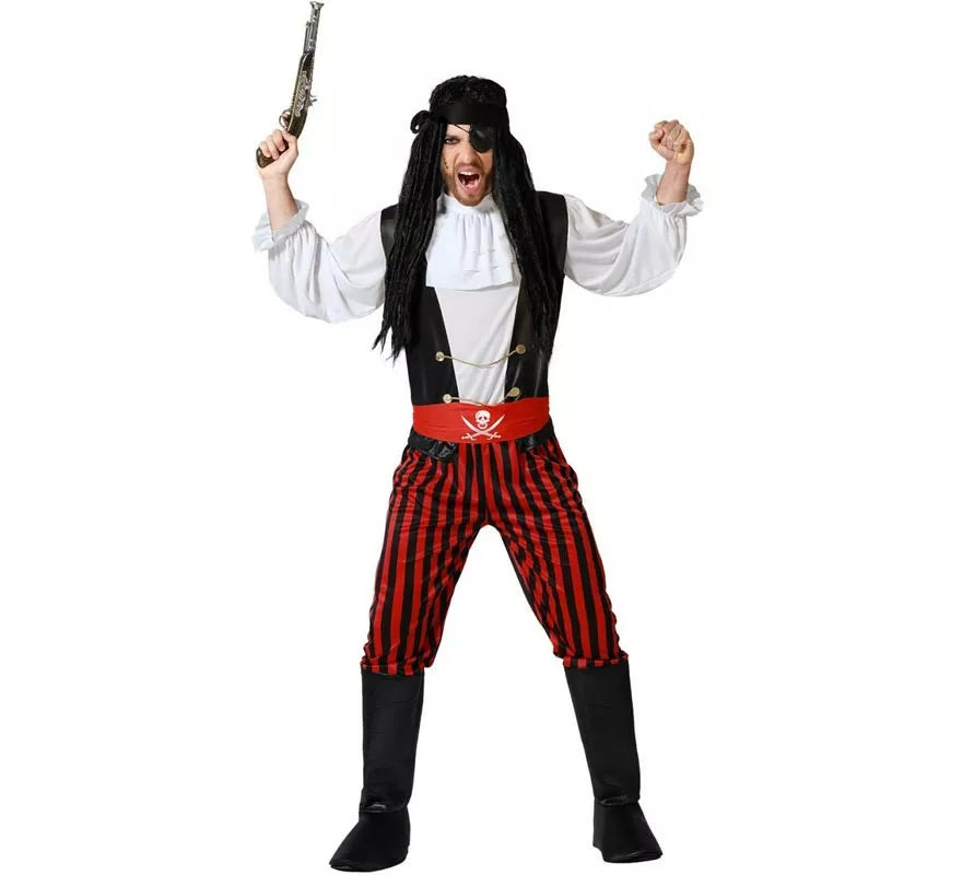 Translation missing: it.Disfraz de Pirata Rayas para hombre