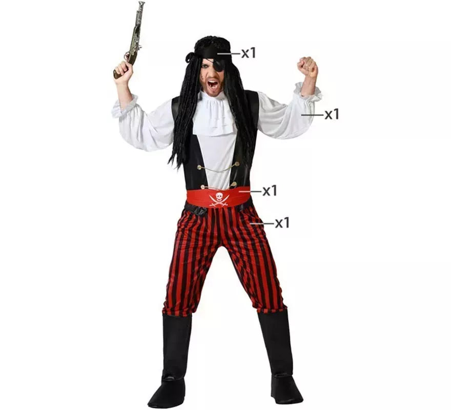 Translation missing: it.Disfraz de Pirata Rayas para hombre