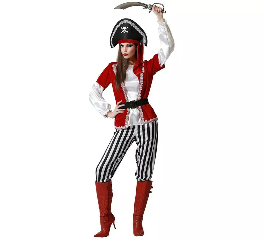 Translation missing: it.Disfraz de Pirata Rayas para mujer