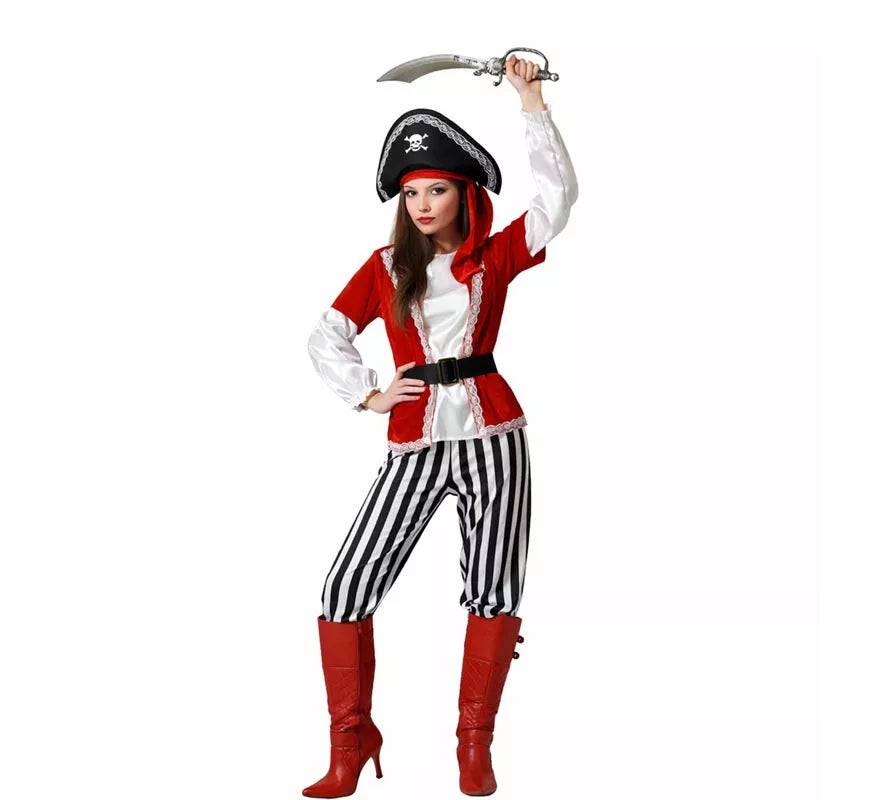 Disfraz de Pirata Rayas para mujer
