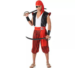 Costume da pirata a righe rosse per uomo