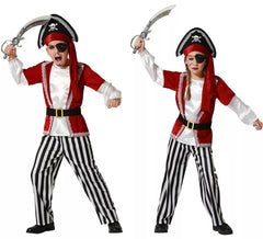 Costume da pirata rosso con cappello per bambino