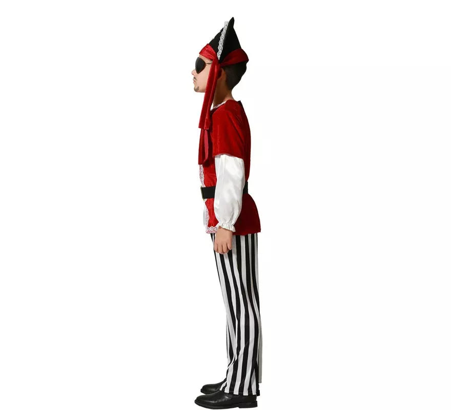 Translation missing: it.Disfraz de Pirata rojo con gorro para niños