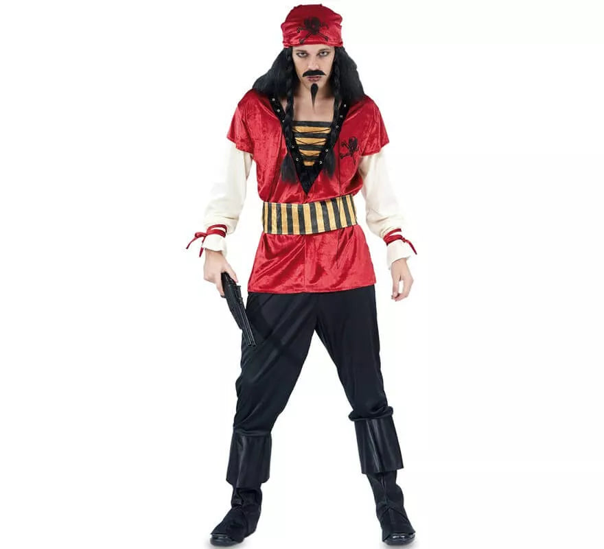 Translation missing: it.Disfraz de Pirata Rojo para hombre