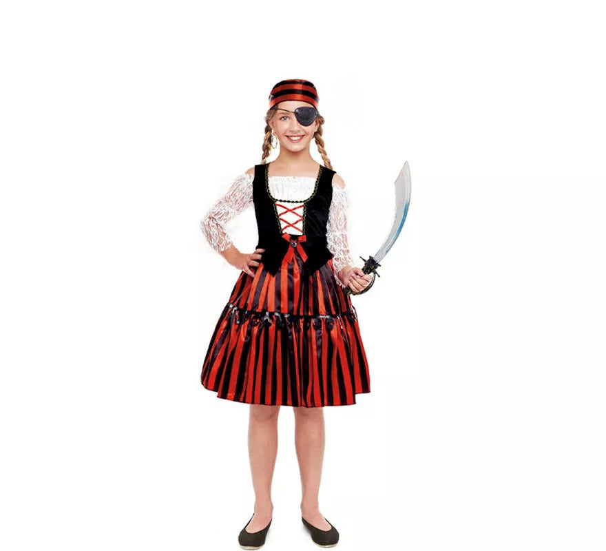 Translation missing: it.Disfraz de Pirata Stripes Clásica para niña