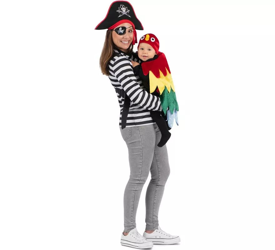 Translation missing: es.Disfraz de Pirata y Loro con cubremochila para adulto y bebé