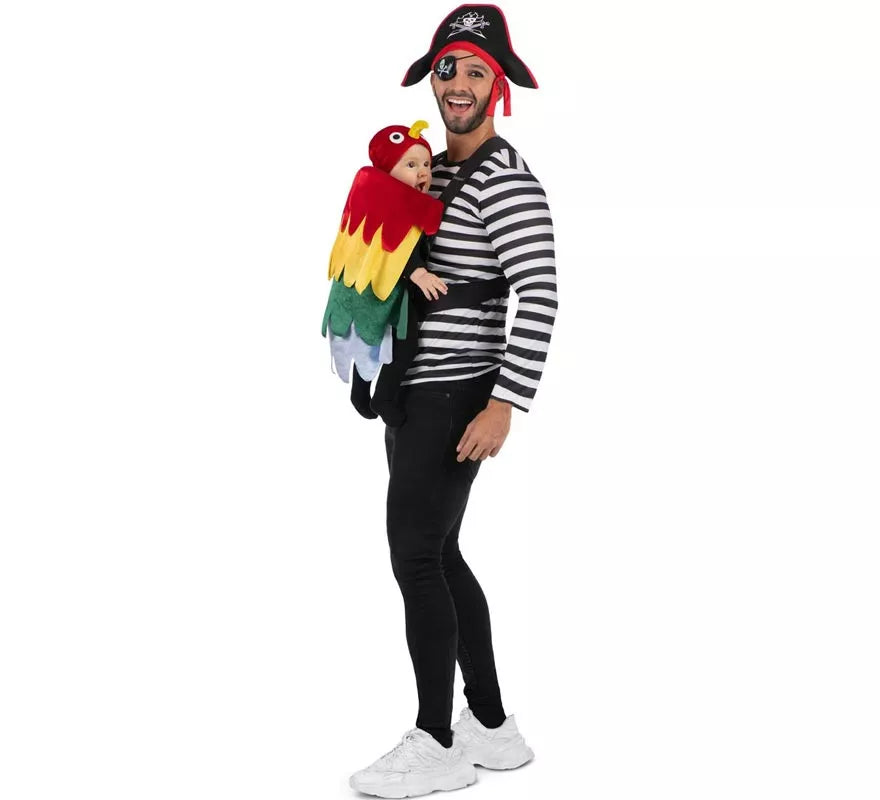 Translation missing: es.Disfraz de Pirata y Loro con cubremochila para adulto y bebé