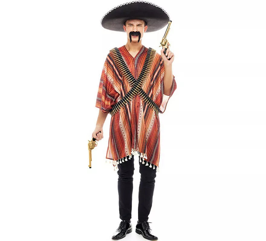 Translation missing: it.Disfraz de Pistolero Mexicano con Poncho para hombre