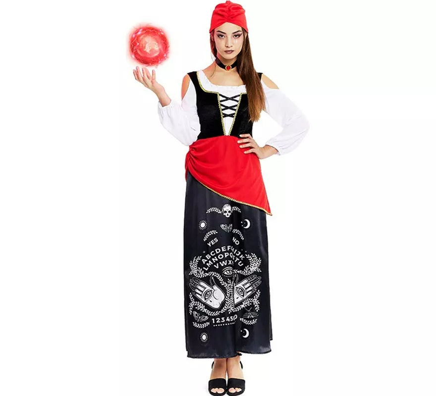 Translation missing: it.Disfraz de Pitonisa con turbante rojo para mujer