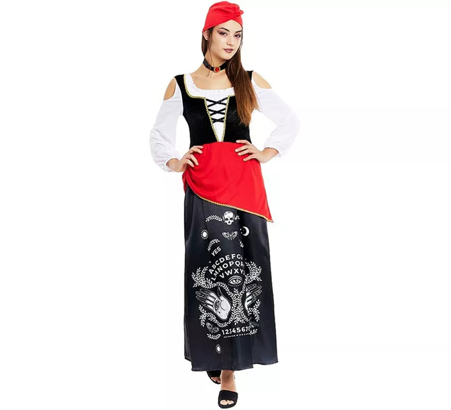 Translation missing: es.Disfraz de Pitonisa con turbante rojo para mujer