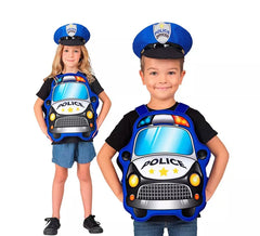 Costume da auto della polizia blu con cappello per bambino