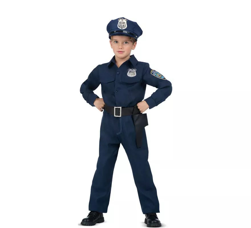 Translation missing: it.Disfraz de Policía azul con cinturón para niña