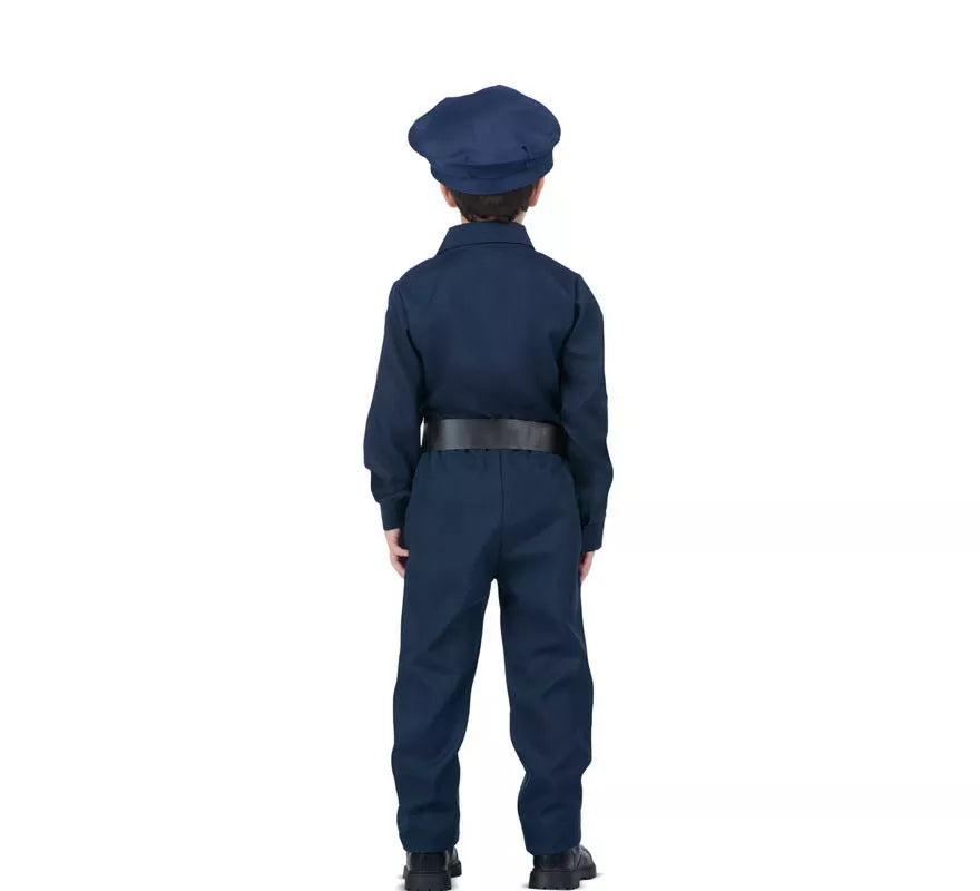 Translation missing: it.Disfraz de Policía azul con cinturón para niño
