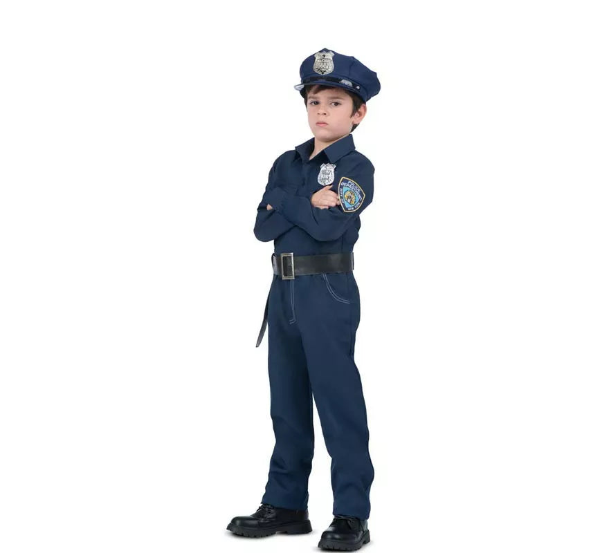 Translation missing: it.Disfraz de Policía azul con cinturón para niño