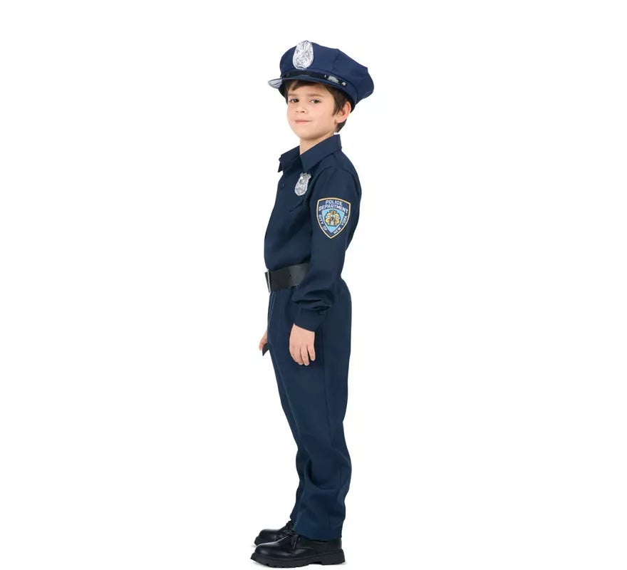 Translation missing: it.Disfraz de Policía azul con cinturón para niño