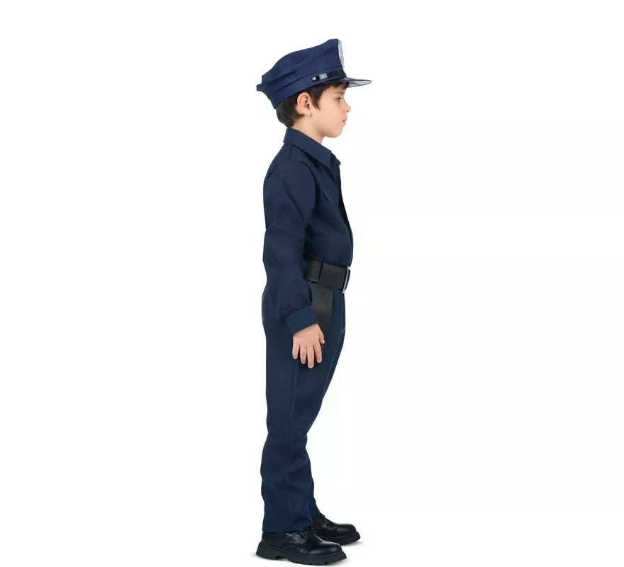 Translation missing: it.Disfraz de Policía azul con cinturón para niño