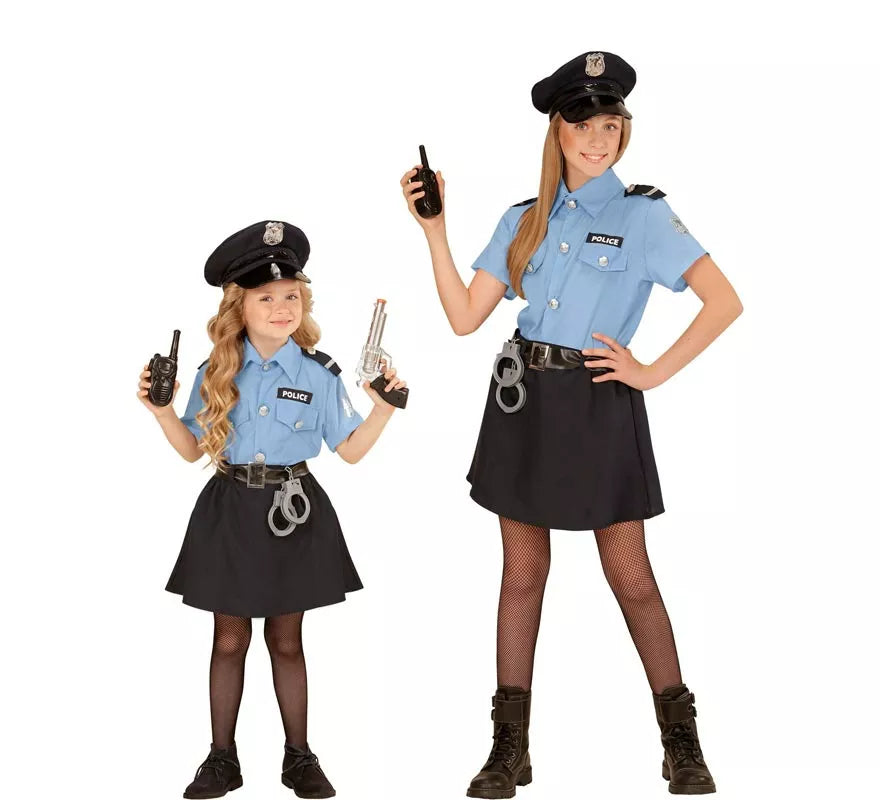 Disfraz de Policía azul con gorro para niña y adolescente