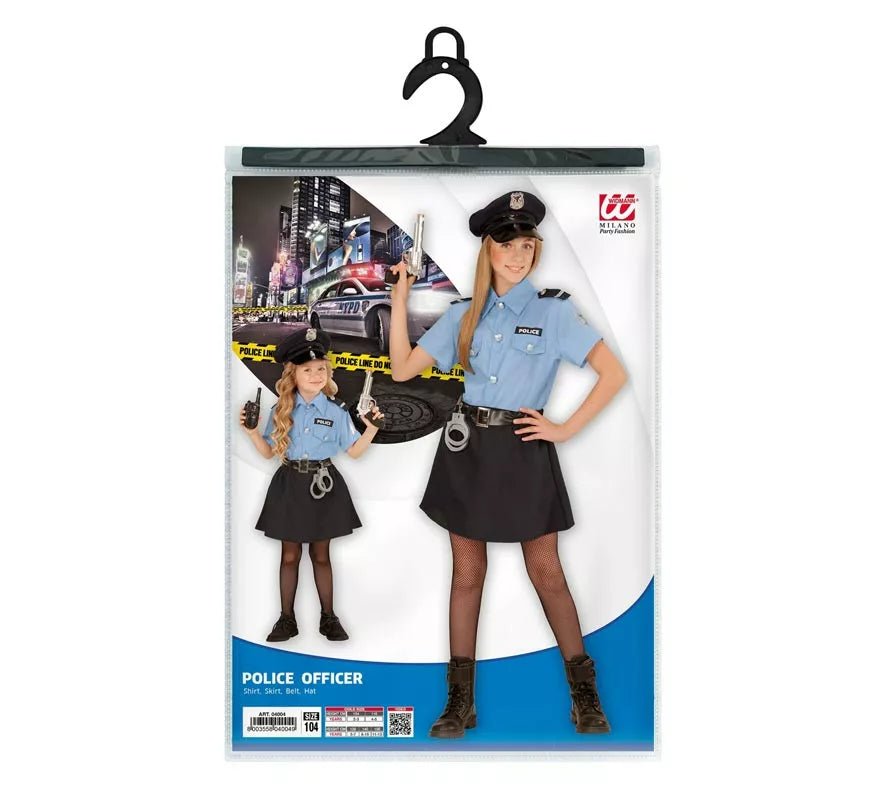 Translation missing: it.Disfraz de Policía azul con gorro para niña y adolescente