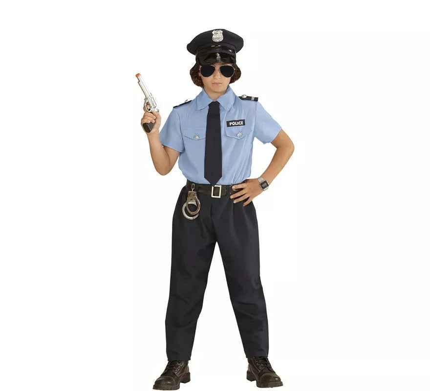 Translation missing: it.Disfraz de Policía azul con gorro para niño y adolescente