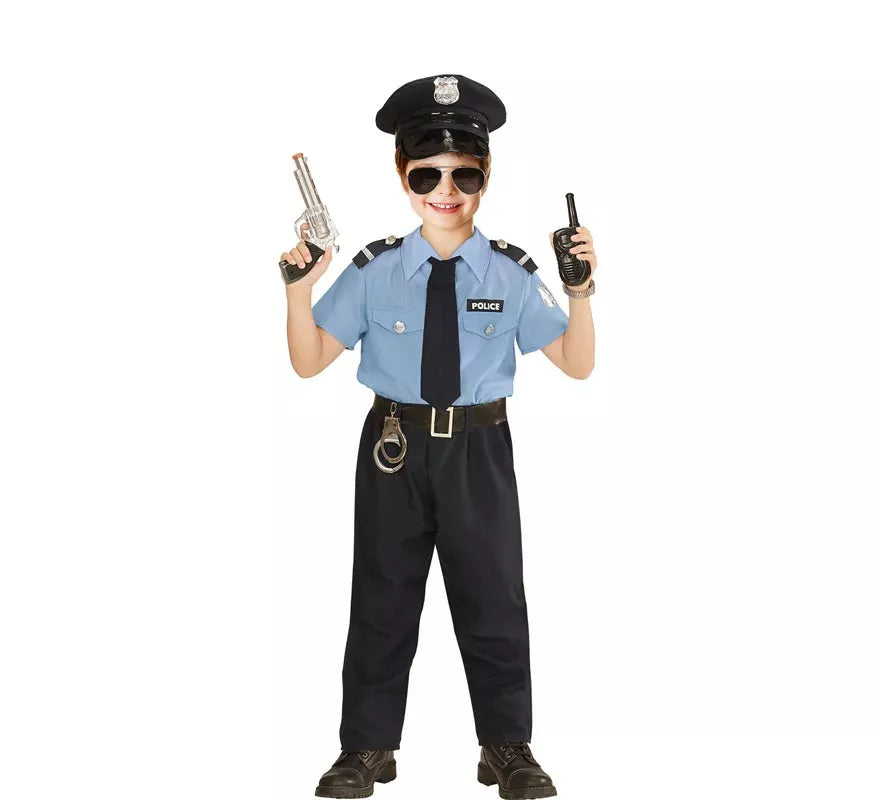 Translation missing: it.Disfraz de Policía azul con gorro para niño y adolescente