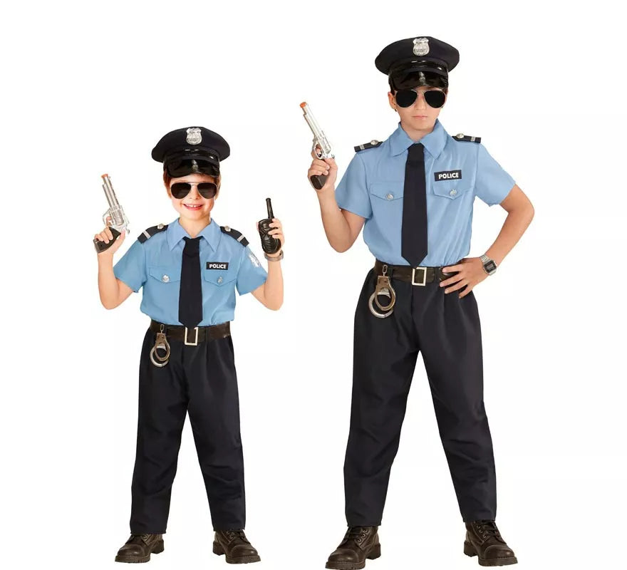 Translation missing: it.Disfraz de Policía azul con gorro para niño y adolescente