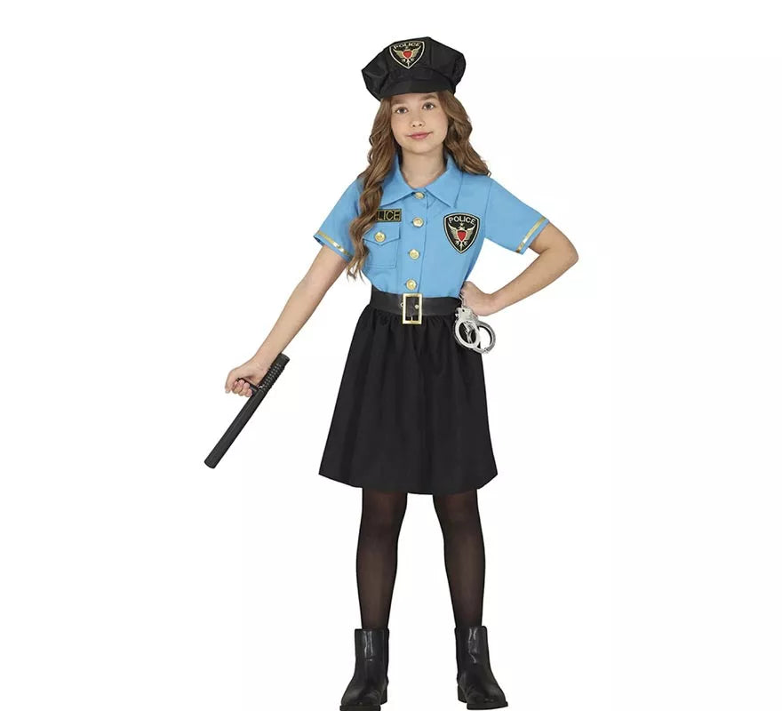 Translation missing: es.Disfraz de Policía azul en falda para niña