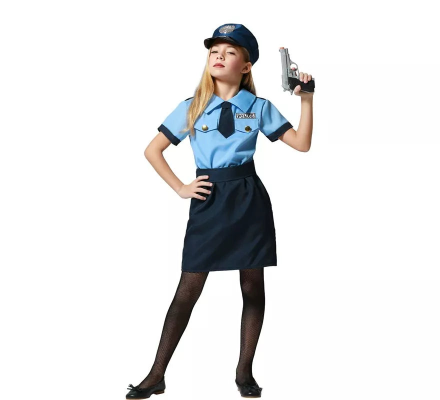 Disfraz de Policía azul en falda para niña